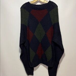 Men's Classic Argyle Crewneck Sweater - Navy, Green, Burgundy